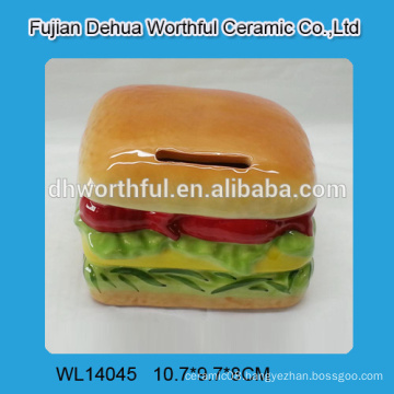 Attractive hamburger shaped ceramic money box for kids